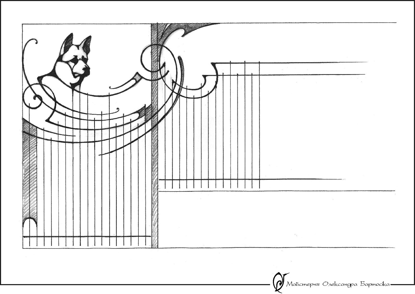 Kaleidoscope-Draft of wicked gate and wall of facade